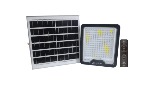 150w Solar LED Floodlight, 2600 Lumens, 6500k,  IP67, IK07, LiFePO4 32700, 90 Degree Beam Angle, 2 Year Warranty, Black-MG Range - Clear Sky Distributors 