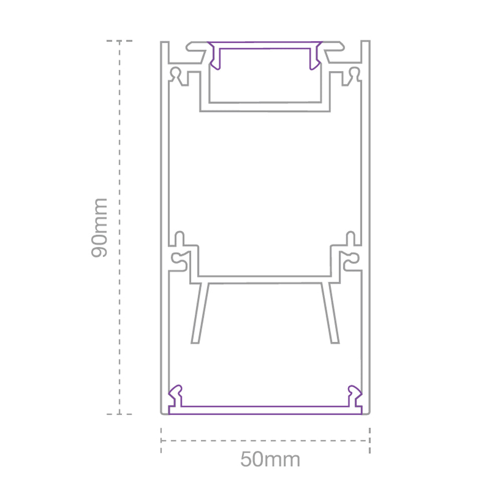 Custom LED UP/Down Linear Light, 50x90mm Profile, 115lm/w, IP44, Suspension Mount, Platinum-LA Range - Clear Sky Distributors 