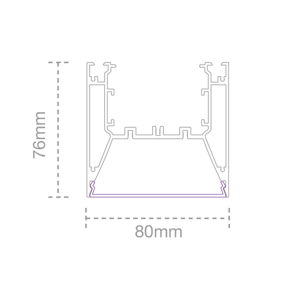 Custom LED Linear Light, 80mm Profile, 110lm/w, IP44, Surface or Suspension Mount, Platinum-LA Range - Clear Sky Distributors 