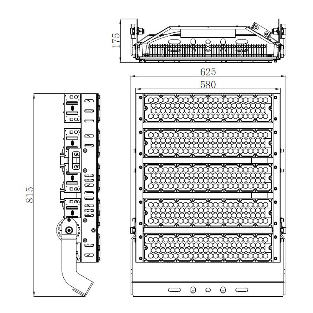 1250W Heavy Duty Modular LED Floodlight, 187500lm, Coastal grade, 5 Year Warranty, Diamond-PD Range - Clear Sky Distributors 